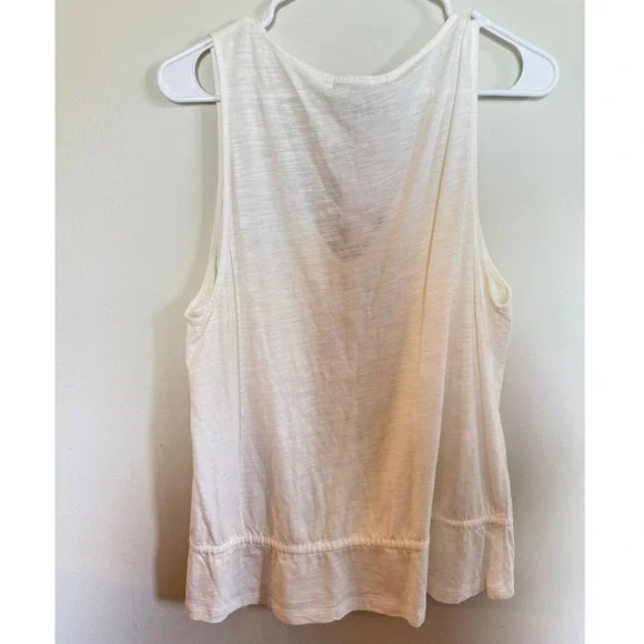 Sanctuary White Button Front Drawstring Waist Slub Tank Top XL NWT - Picture 2 of 4